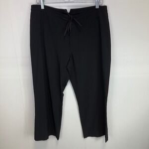Athleta Wide Leg Cropped Drawstring Pants Black Active Wear Size M